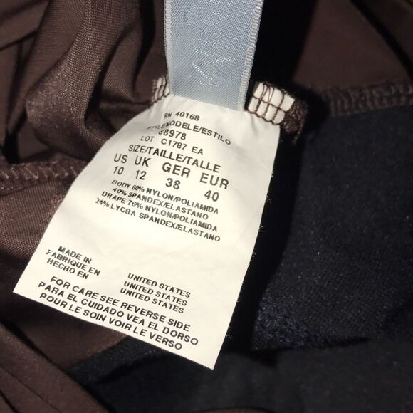 MagicSuit Women's Brown Ruched Buckled Front Stretch One Piece Swimsuit Size 10 - Picture 9 of 9